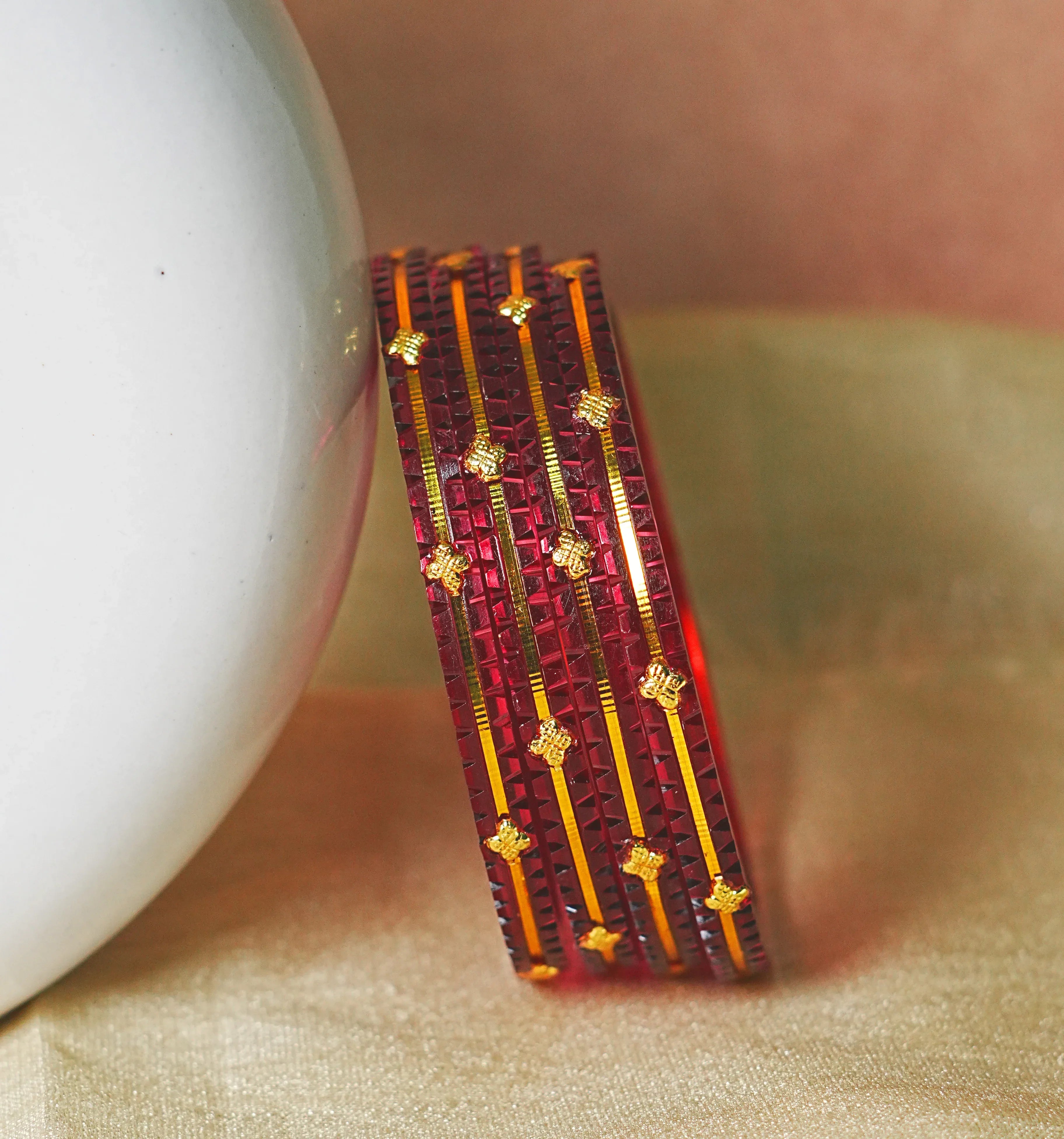 Premium Lightweight Acrylic Kada Bangles for Women (Pack of 4) - The Golden Cascade